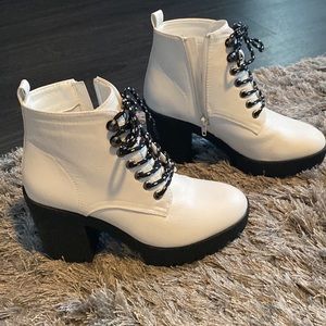 Black & white moto/combat boots
